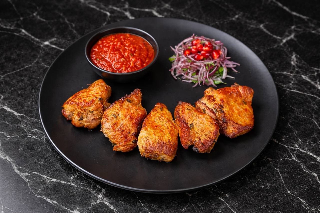 Шашлык из свиной шейки - мраморное мясо свиной шейки 200г, 530₽